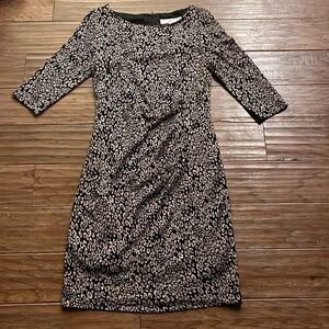 Trina Turk Women's Leopard Print Fitted 3/4 Sleeve Sweater Dress Size 8